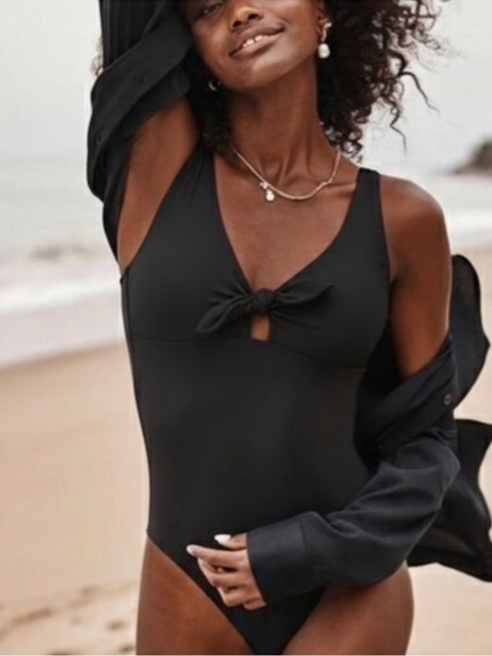 Summersalt Knot Front One Piece Swimsuit in Black - Size 2